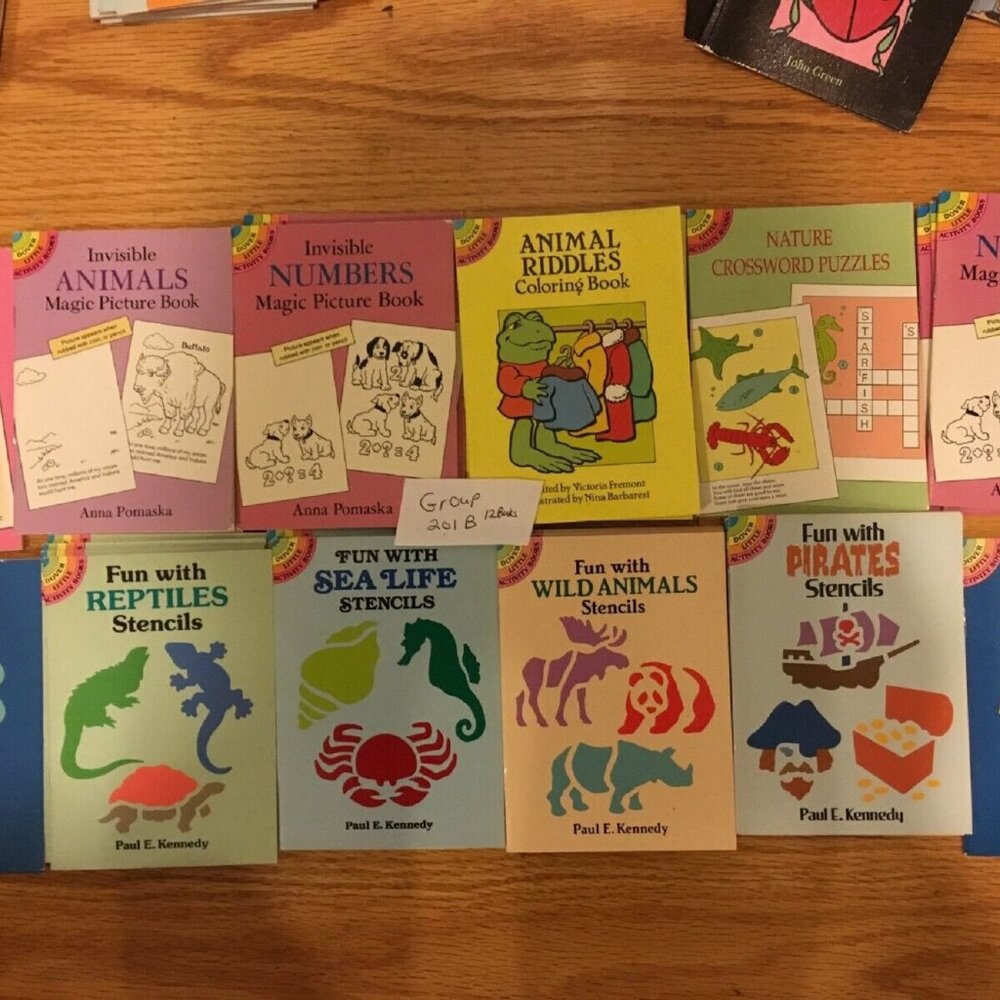 8- Dover Little books. puzzle, jokes, STENCILS Pirates Animals , Sea Life, color
